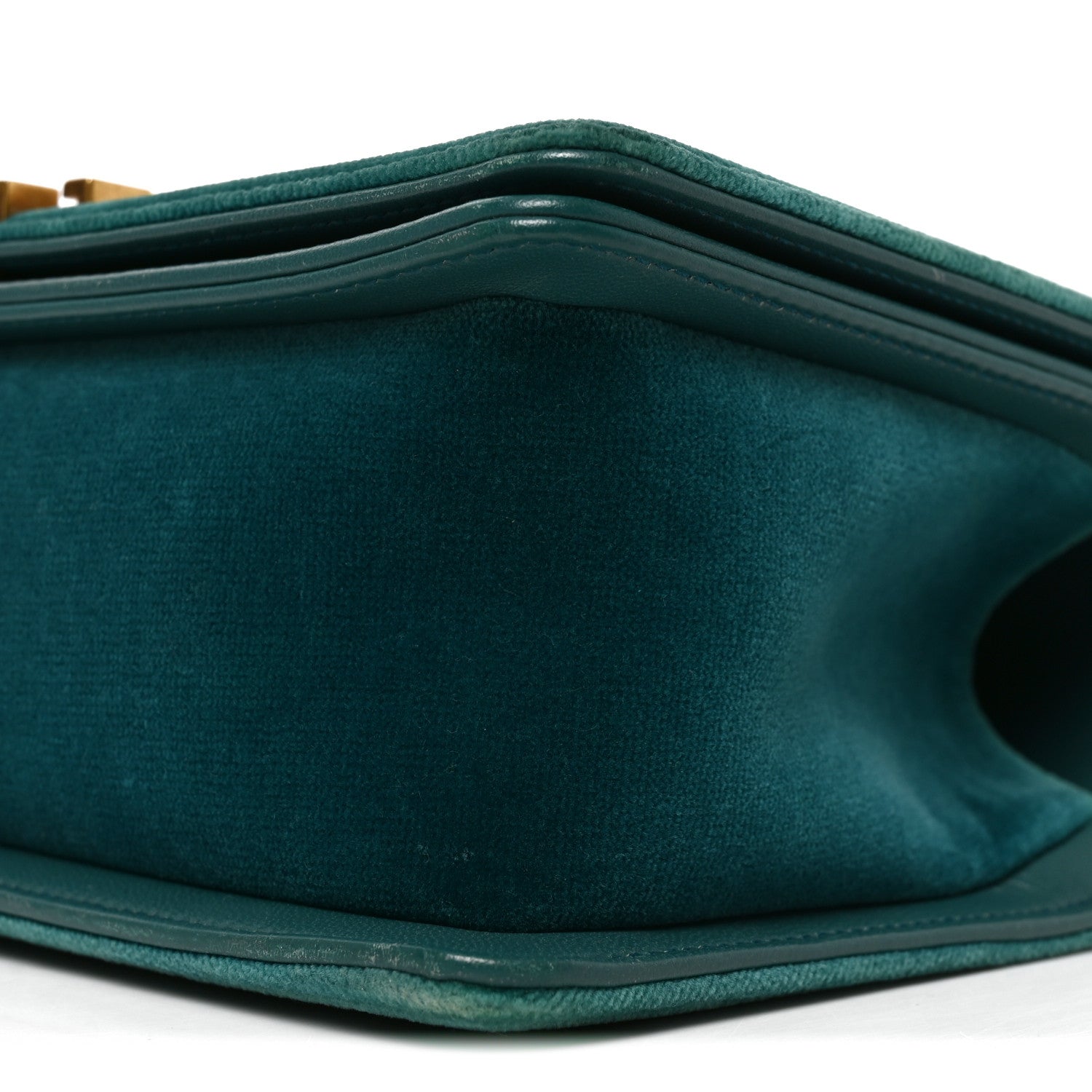 Velvet Chevron Quilted Medium Boy Flap Peacock Blue