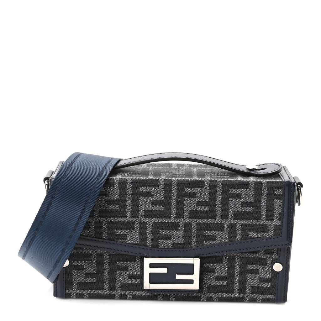 Recycled Fabric Jacquard Vitello King FF 1974 Baguette Soft Trunk  Blue
