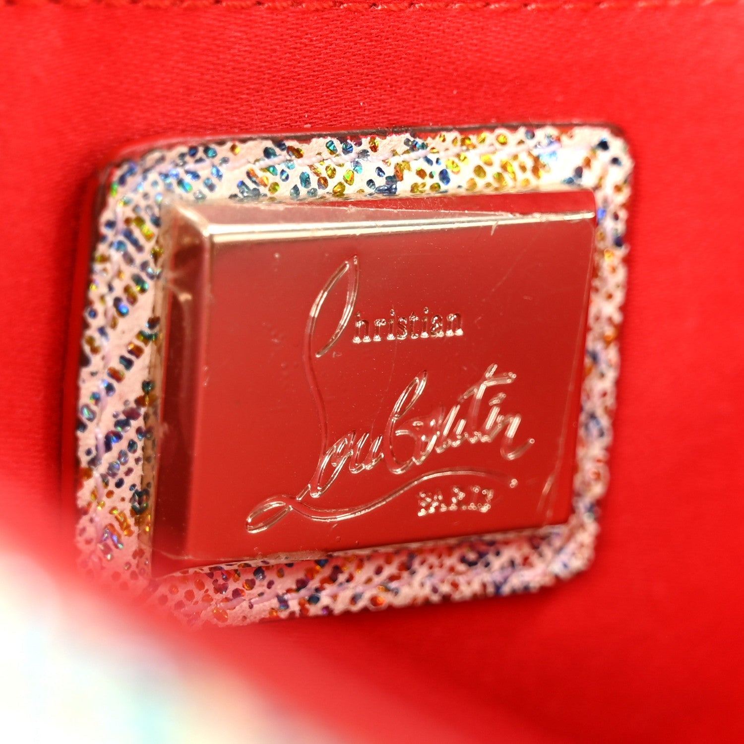 Metallic Suede Unicorn Studded Loubiclutch Multicolor