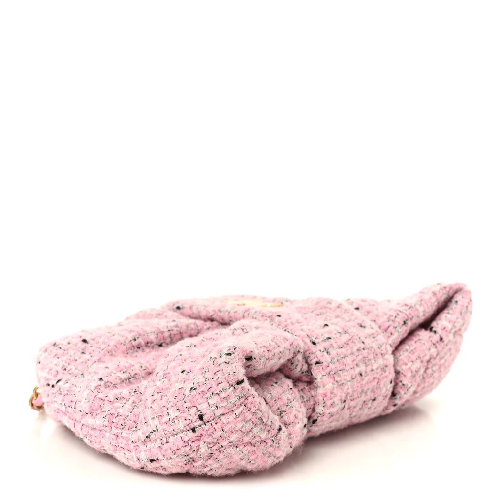 Tweed Quilted Mini Bow Bag Pink Black Ecru