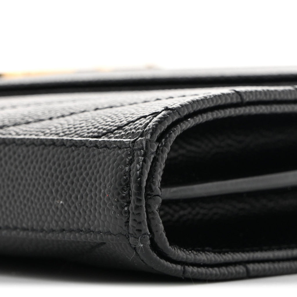 Grain De Poudre Matelasse Chevron Monogram Chain Wallet Black
