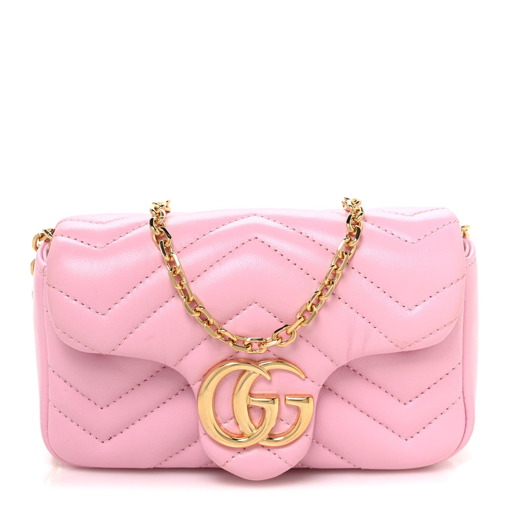 Lambskin Matelasse Mini GG Marmont Shoulder Bag Light Pink