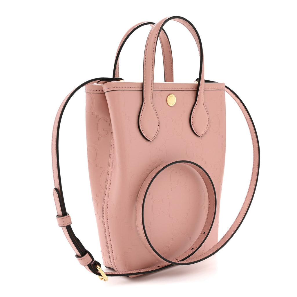 Gilbert Calfskin Jumbo GG Embossed Mini Tote Bag  Dusty Carmine