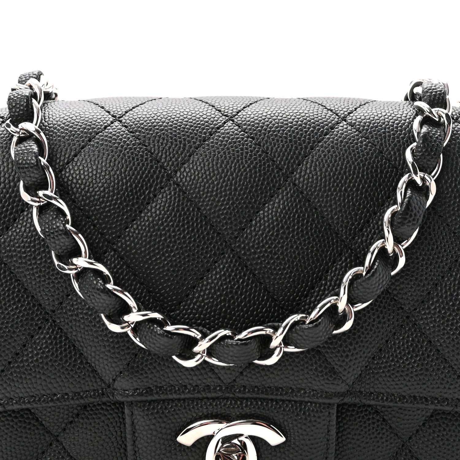 Caviar Quilted Mini Rectangular Flap Black