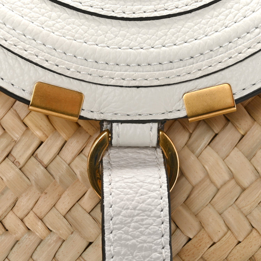Raffia Calfskin Marcie Basket White