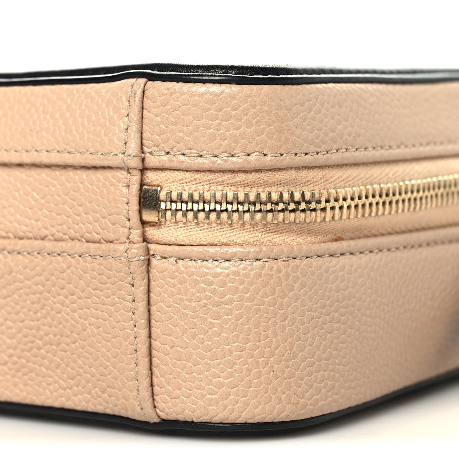 Caviar Quilted Small CC Filigree Vanity Case Beige Black Beige Black