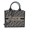 Oblique Calfskin Small Book Tote With Strap Blue Multicolor