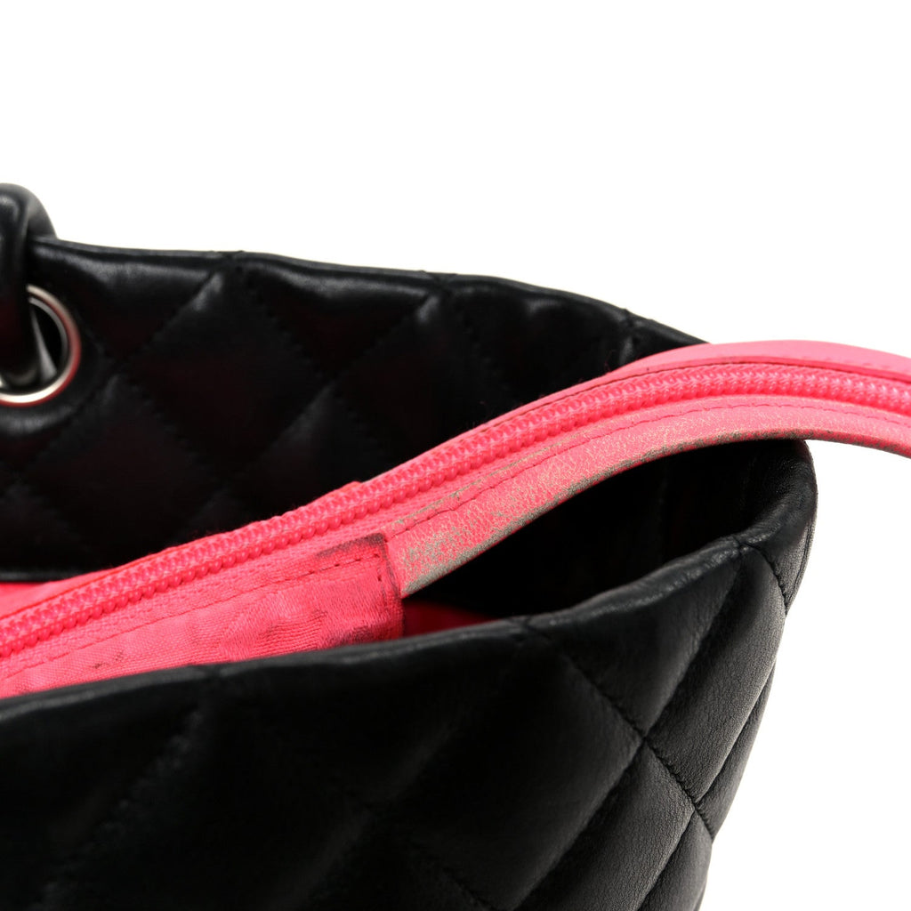 Calfskin Quilted Large Cambon Tote Black