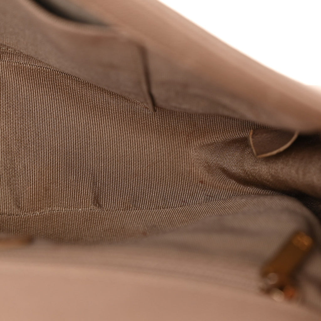 Caviar Quilted New Medium Boy Flap Dark Beige