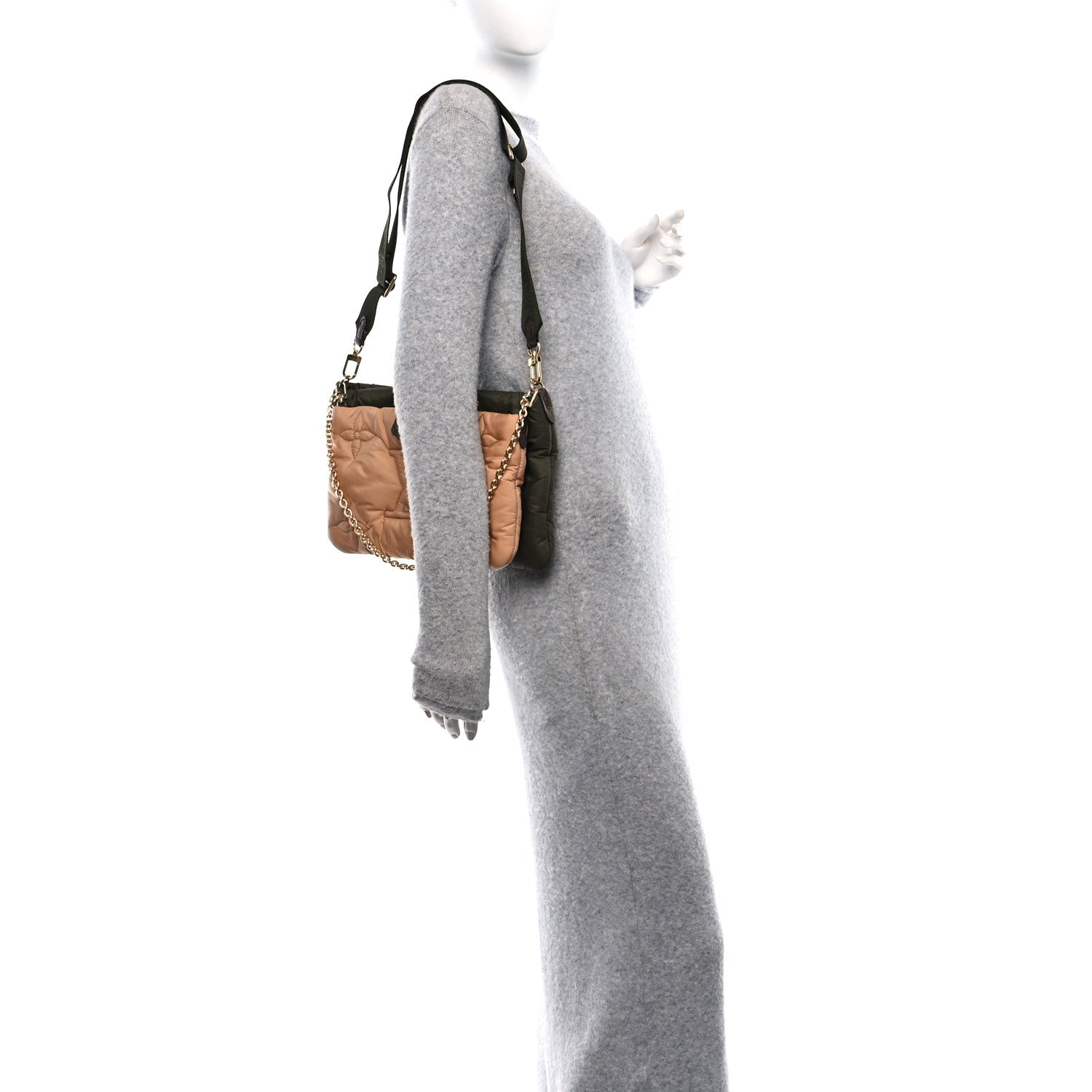 Econyl Monogram Pillow Maxi Multi Pochette Accessories Kaki Beige