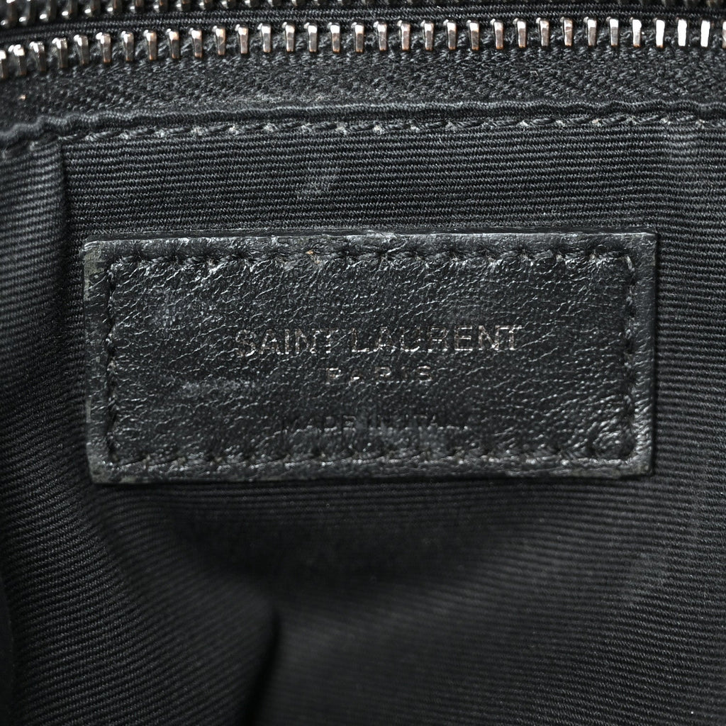 Crinkled Calfskin Matelasse Monogram Medium Niki Chain Satchel Black