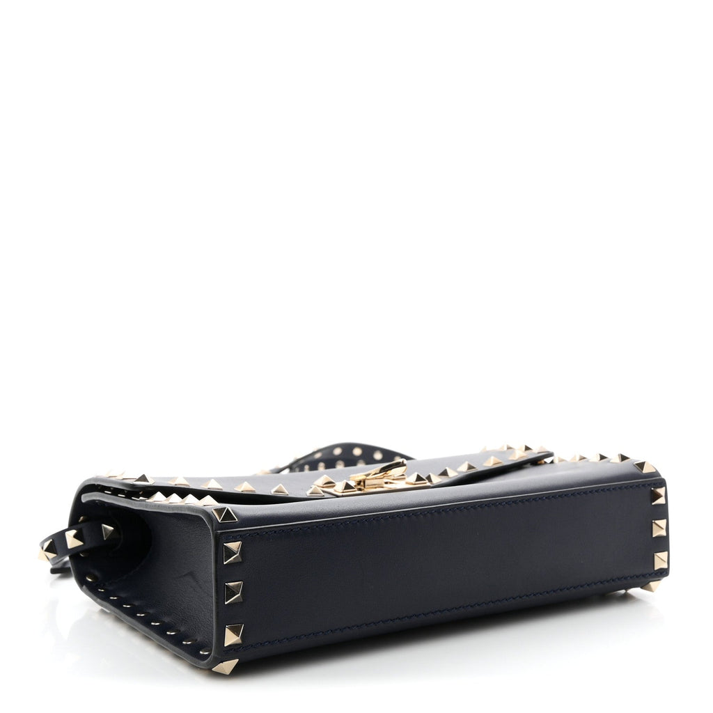 Vitello Medium Rockstud Flip Lock Crossbody Bag Marine