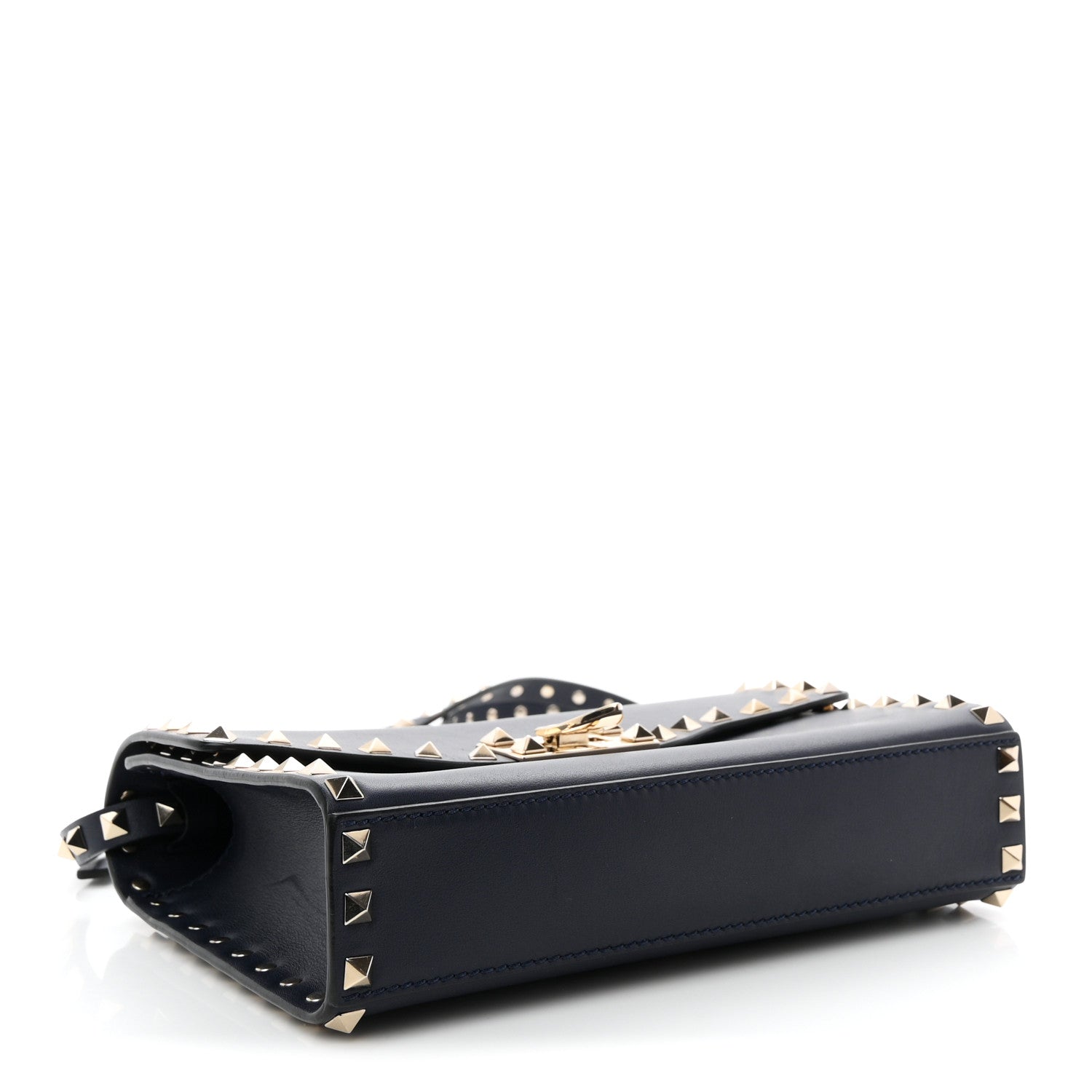 Vitello Medium Rockstud Flip Lock Crossbody Bag Marine