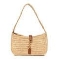 Raffia Calfskin Le 5 A 7 Mini Hobo Natural Brick