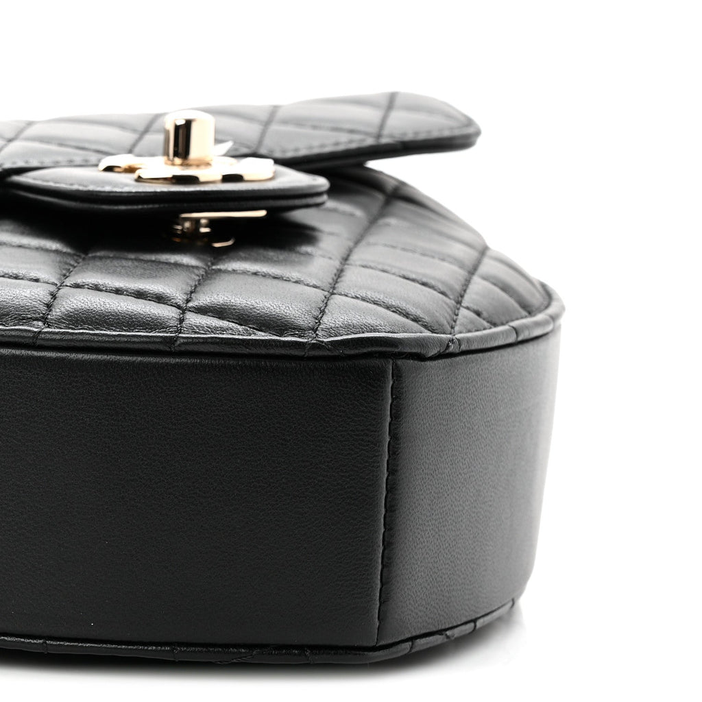 Lambskin Quilted Large CC In Love Heart Bag Black