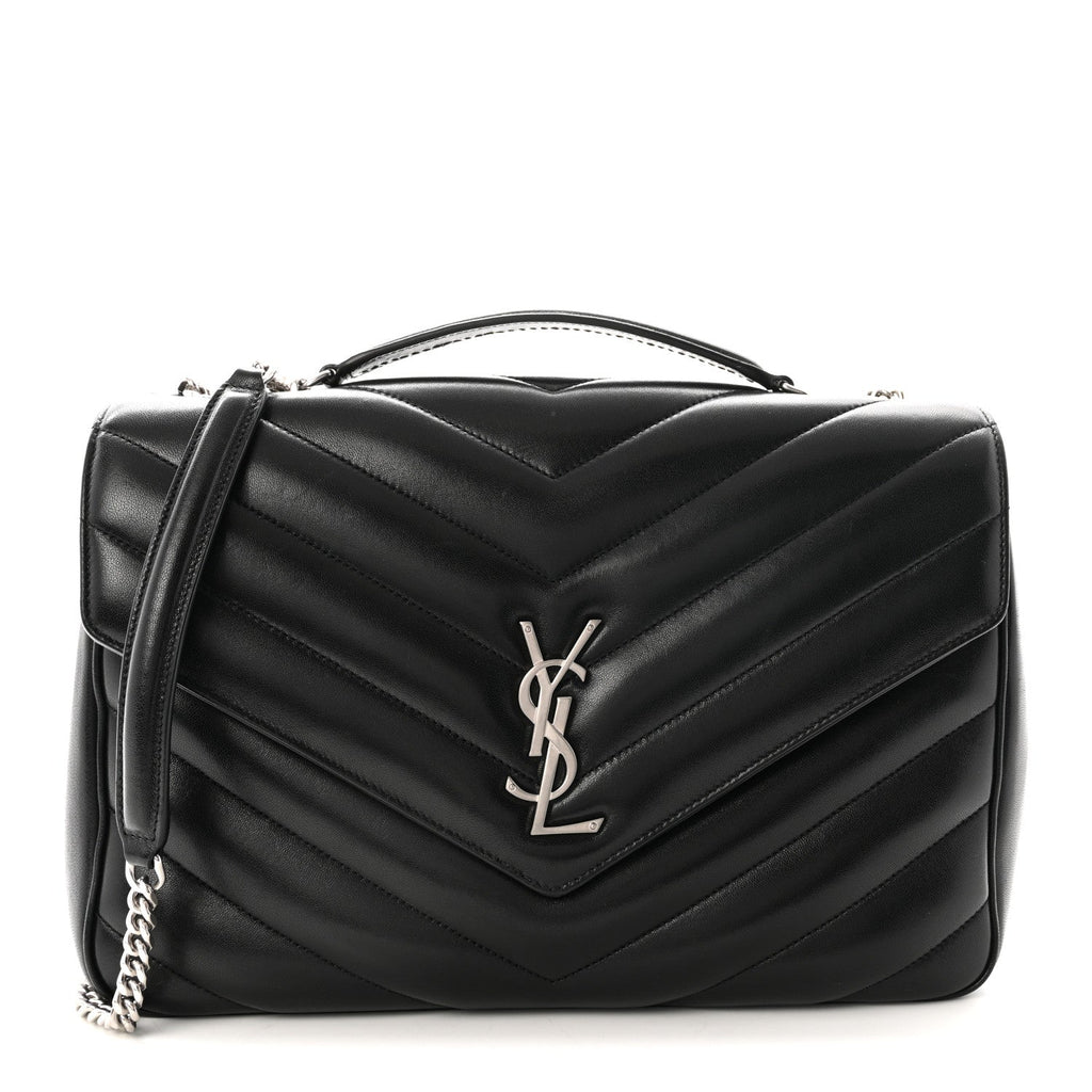 Lambskin Chevron Quilted Large LouLou Black