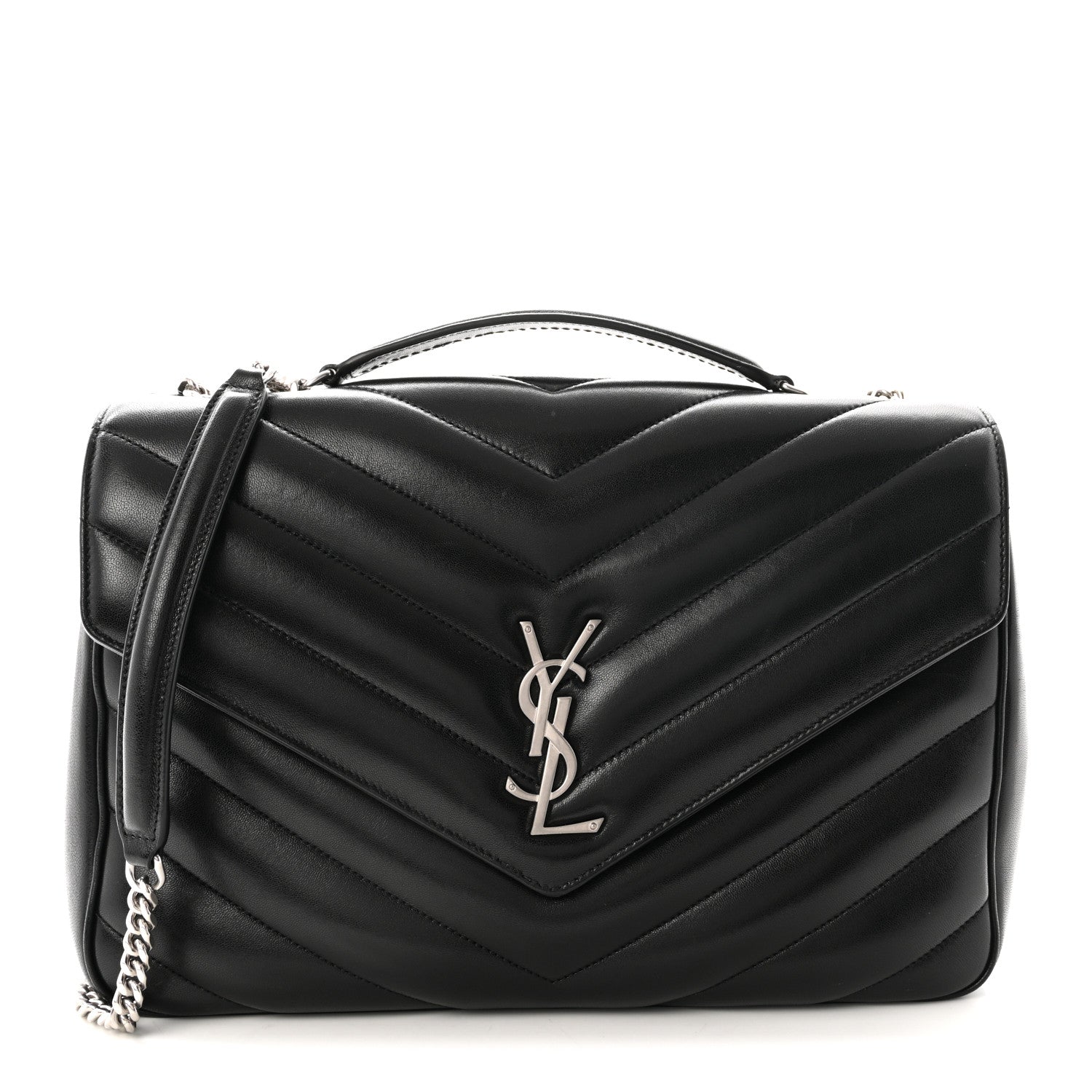 Lambskin Chevron Quilted Large LouLou Black