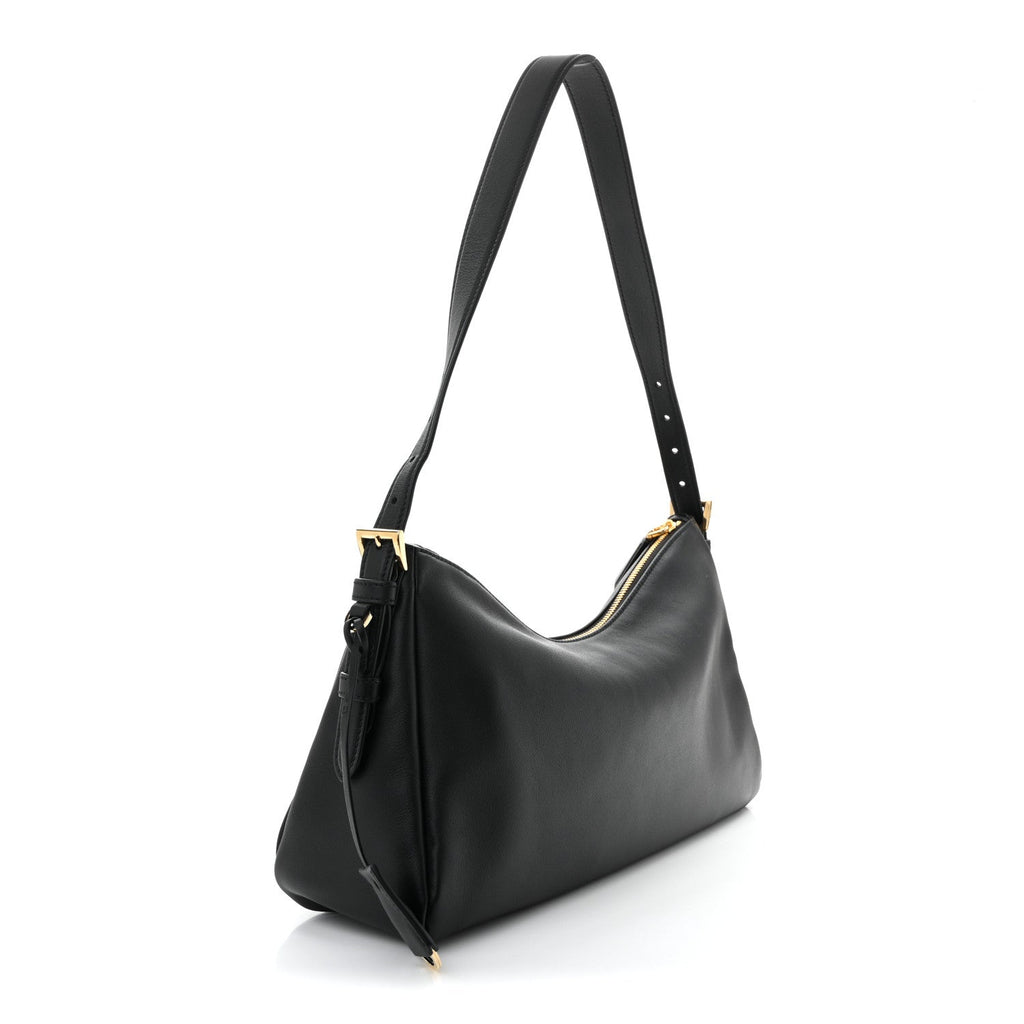 Soft Calfskin Large Aimée Shoulder Bag Black