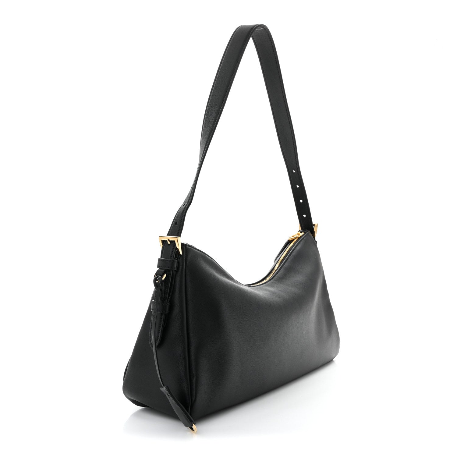 Soft Calfskin Large Aimée Shoulder Bag Black