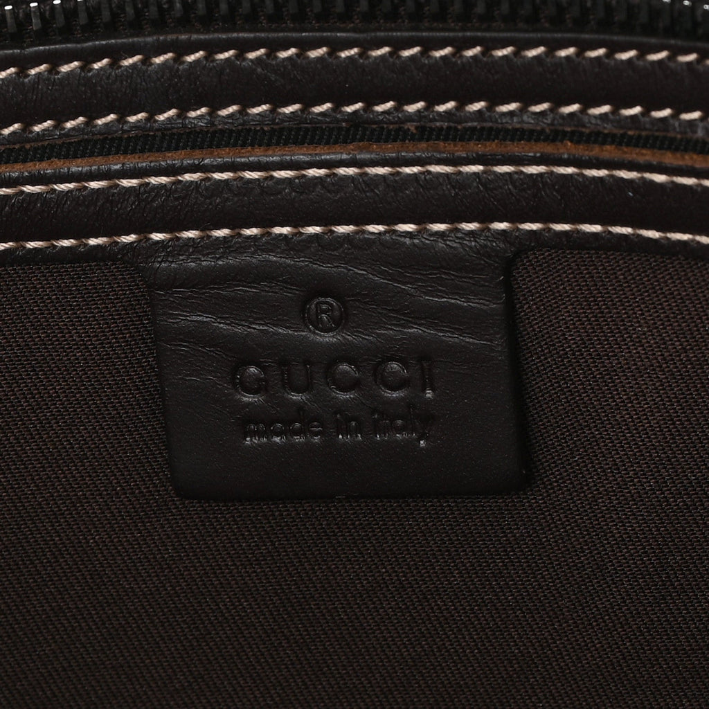 GG Supreme Monogram Medium Zippered Shopping Tote Dark Brown