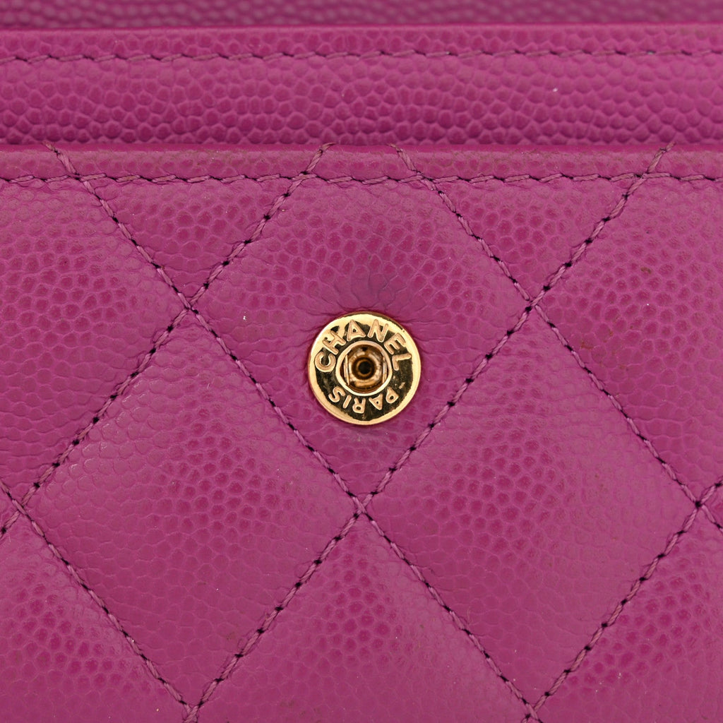 Caviar Quilted Textured CC Flap Card Holder Purple