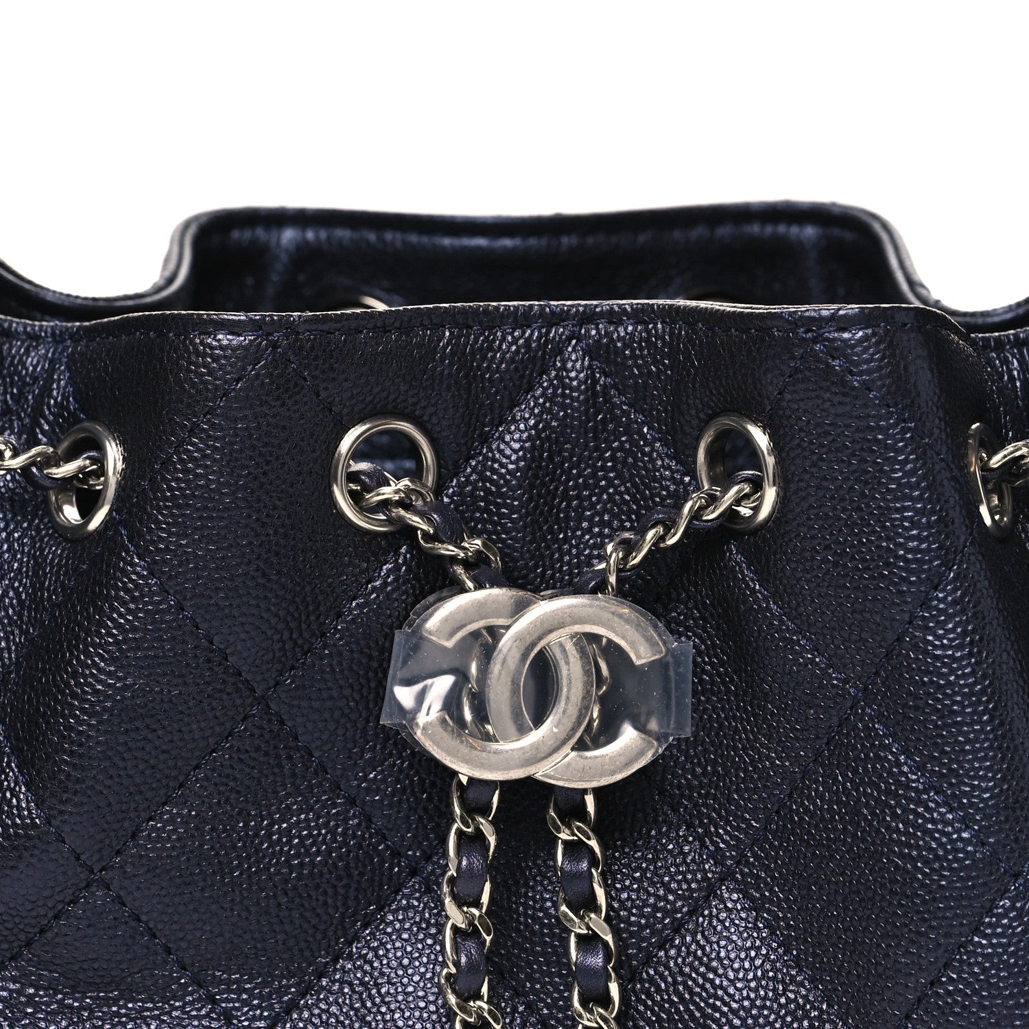 Metallic Caviar Quilted Mini Chanel 25 Handbag Dark Blue
