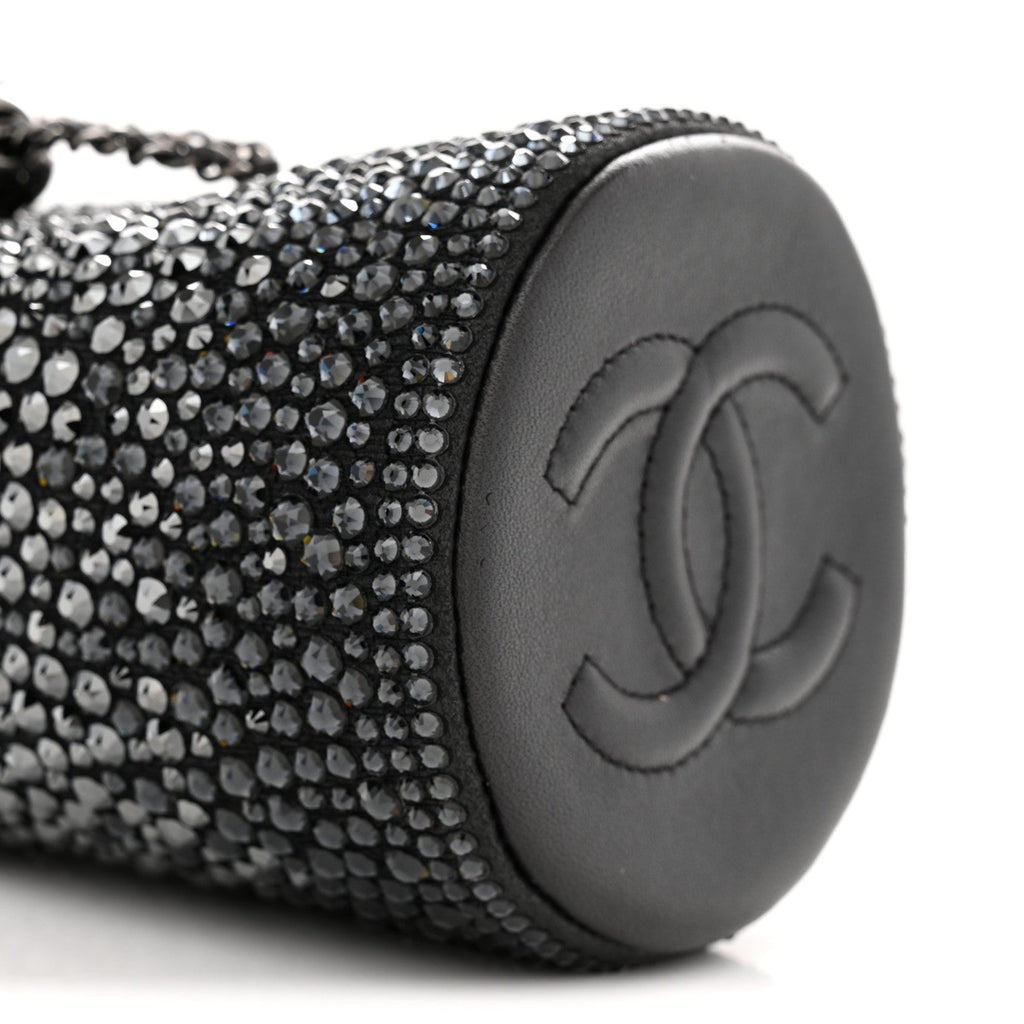 Strass Lambskin Mini Bucket Bag Black