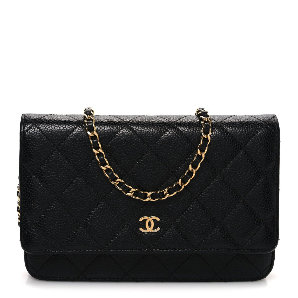 Caviar Quilted Wallet On Chain WOC Black Black