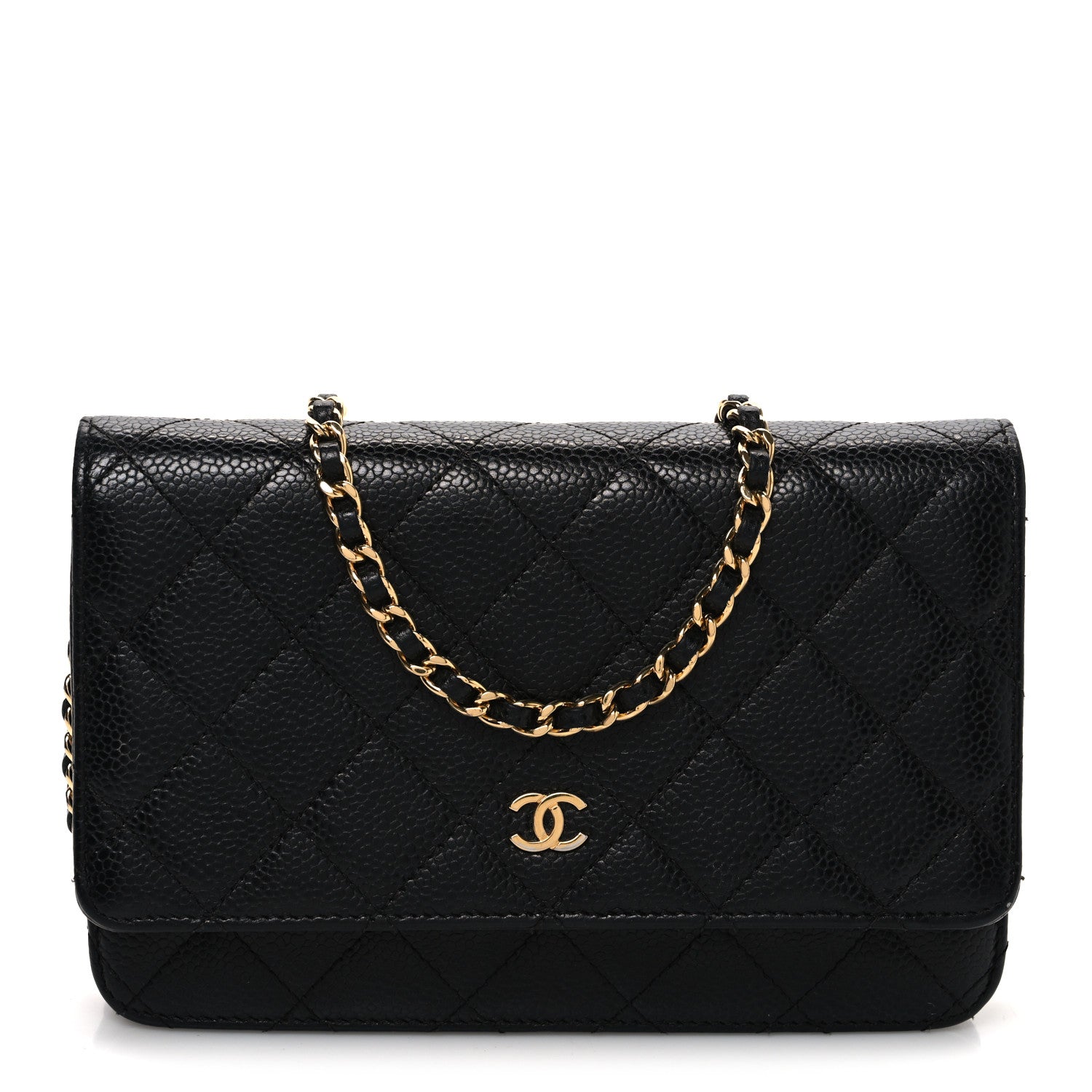Caviar Quilted Wallet On Chain WOC Black Black