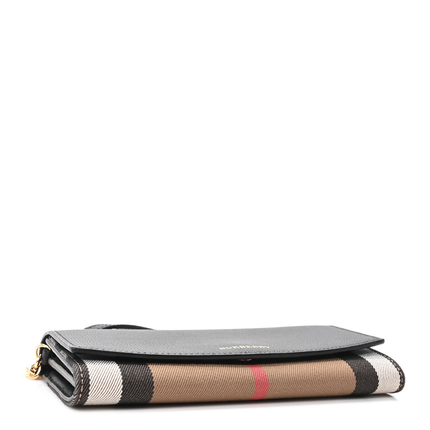 Grainy Calfskin House Check Henley Wallet On Chain Black