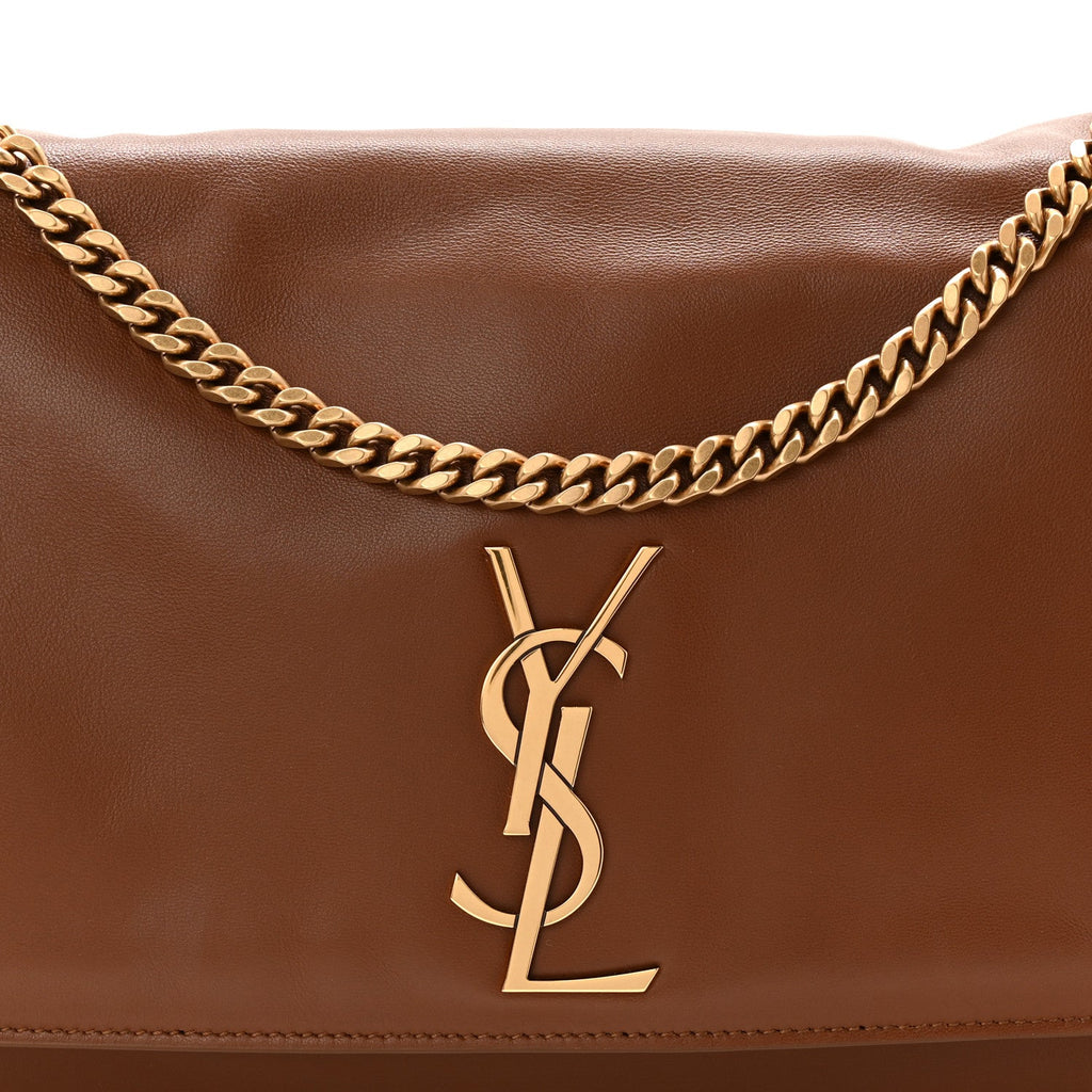 Suede Braided Monogram Large Kate Satchel Brown