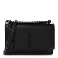 Calfskin Medium Monogram Sunset Satchel Black
