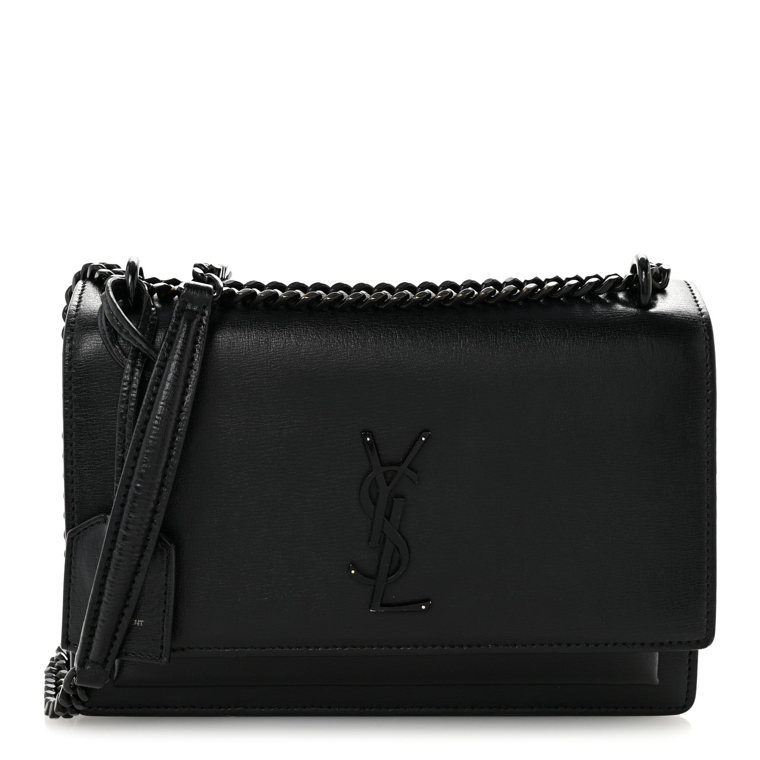 Calfskin Medium Monogram Sunset Satchel Black