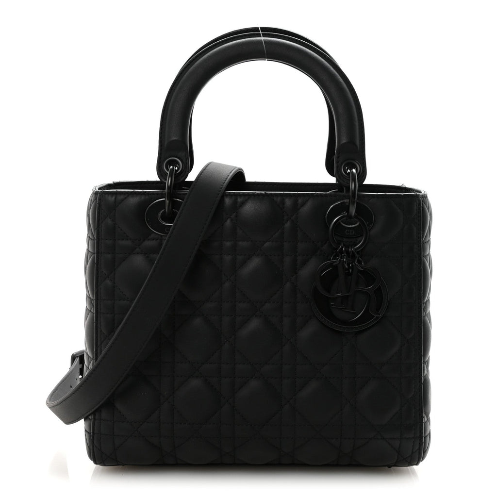 Ultra Matte Calfskin Cannage Medium Lady Dior Black