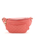 Lambskin Bi Quilted Waist Bag Fanny Pack Pink