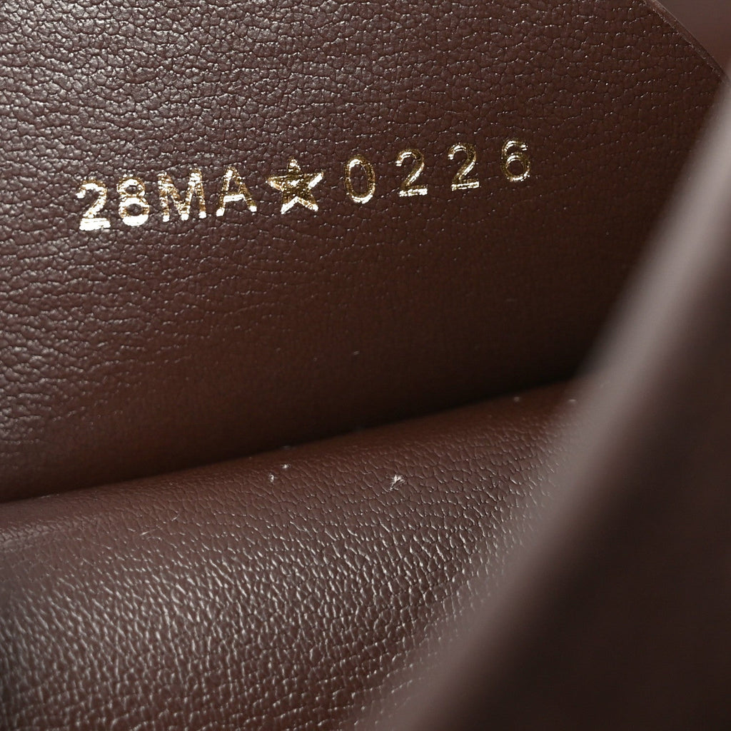 Grained Calfskin Medium Medaillon Bucket Bag Khaki Chocolate