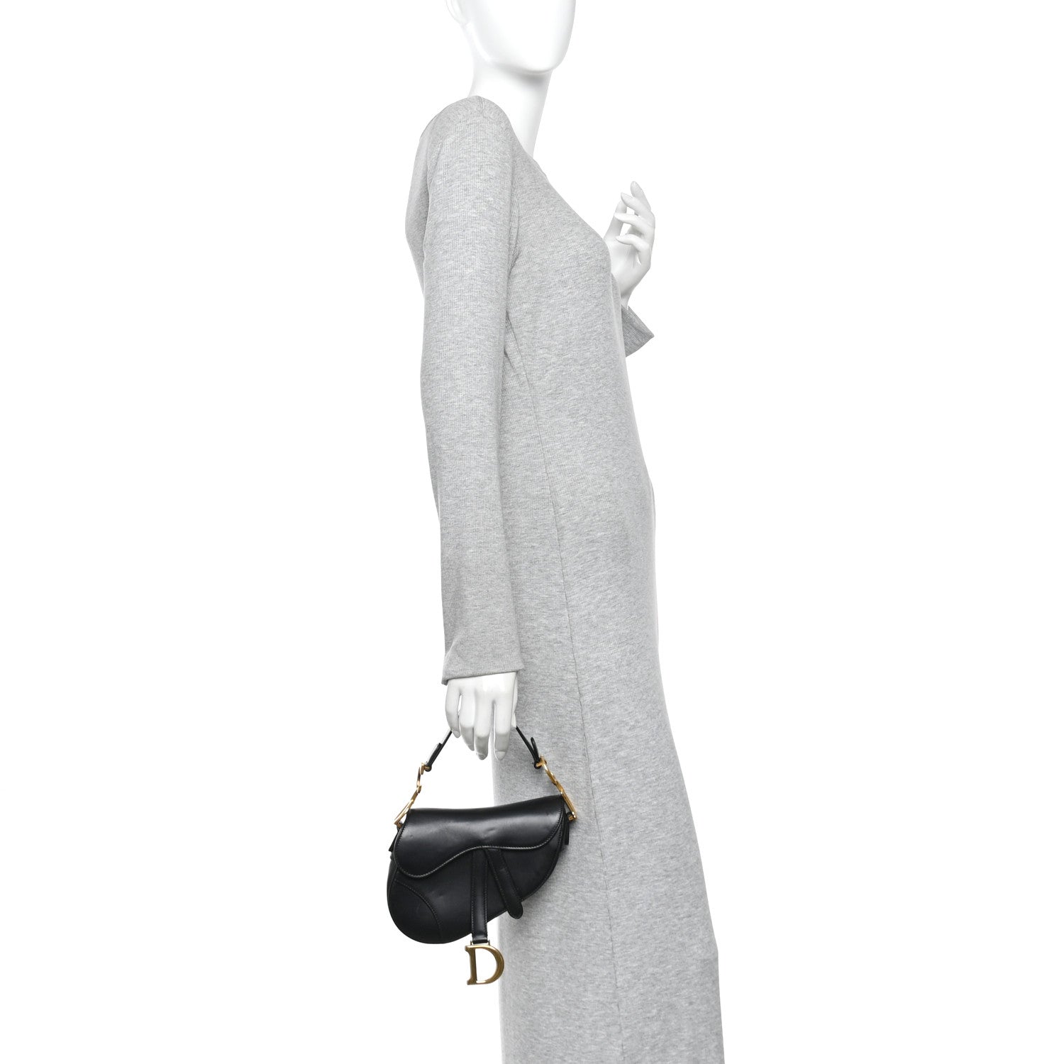 Calfskin Mini Saddle Bag Black