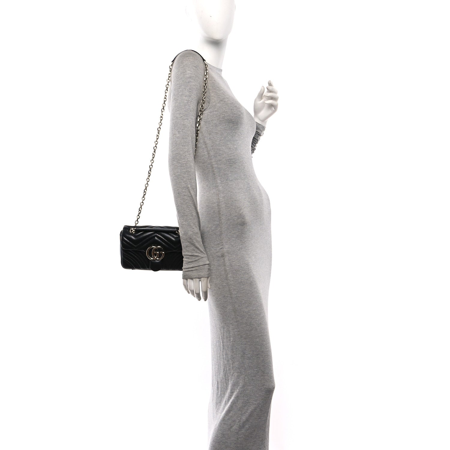 Lambskin Matelasse Small GG Marmont Shoulder Bag Black