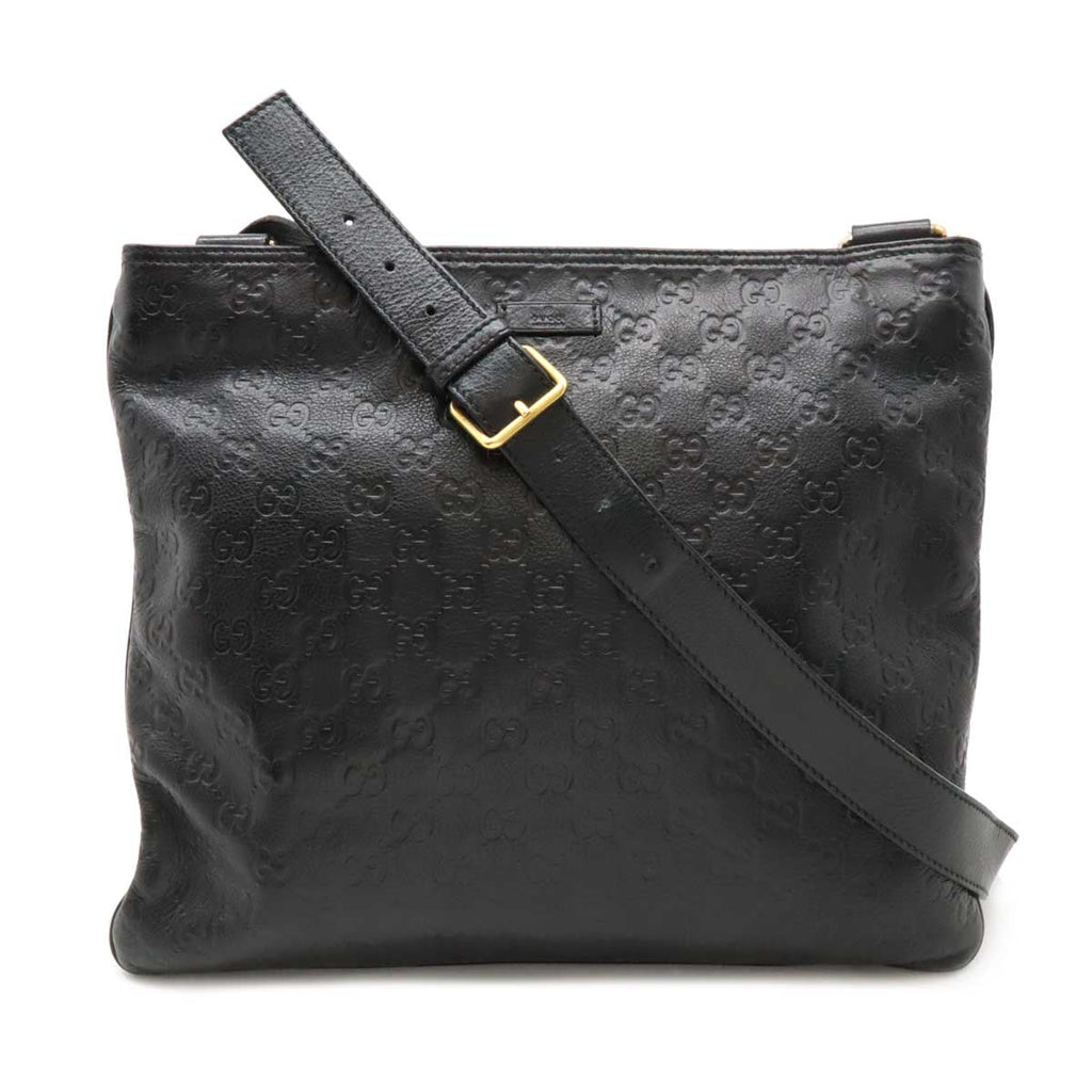 Gucci Guccissima Shoulder Bag Crossbody Leather Black 201446