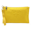 Prada Embossed Logo Canvas Leather 2way Clutch Bag