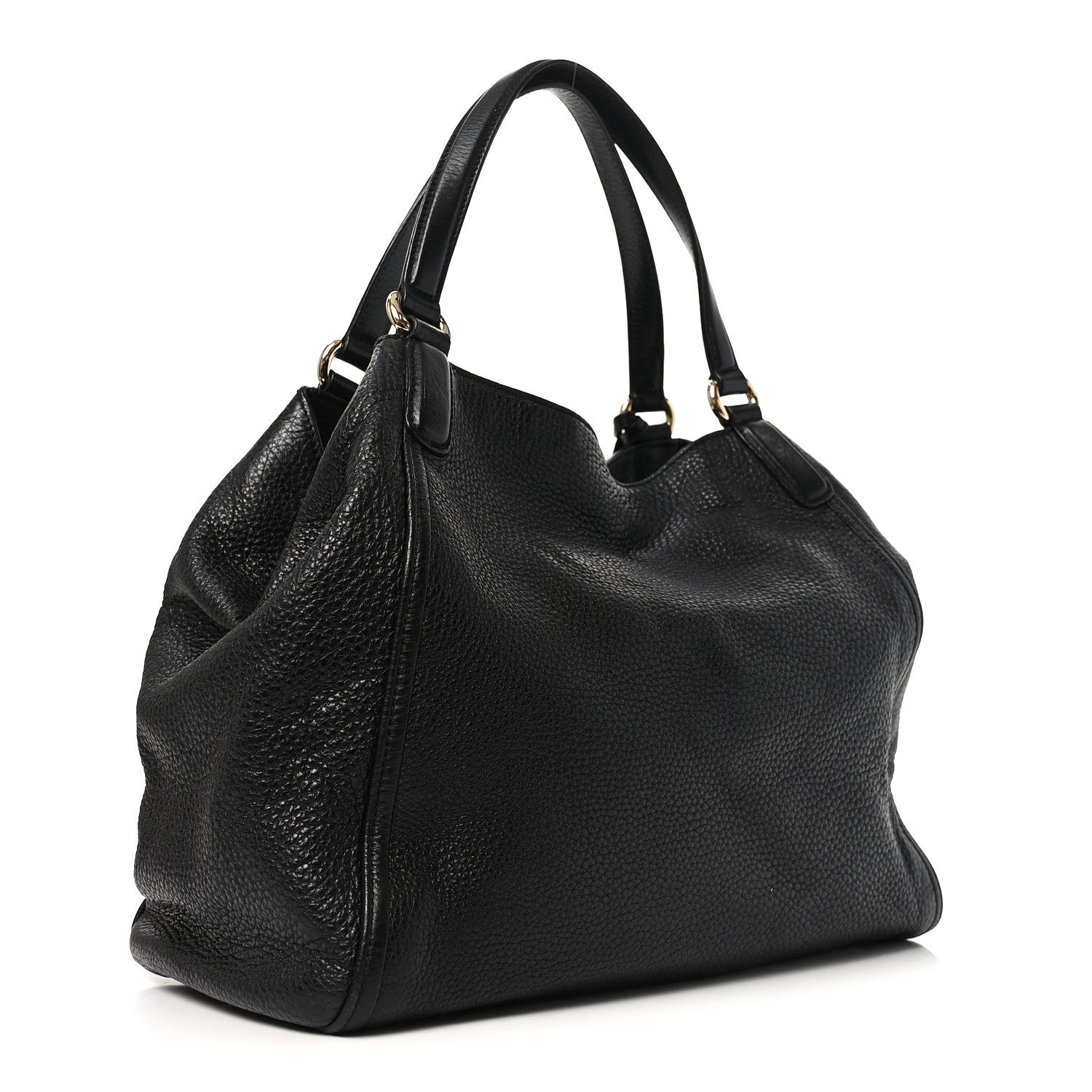 Pebbled Calfskin Medium Soho Chain Shoulder Bag Black