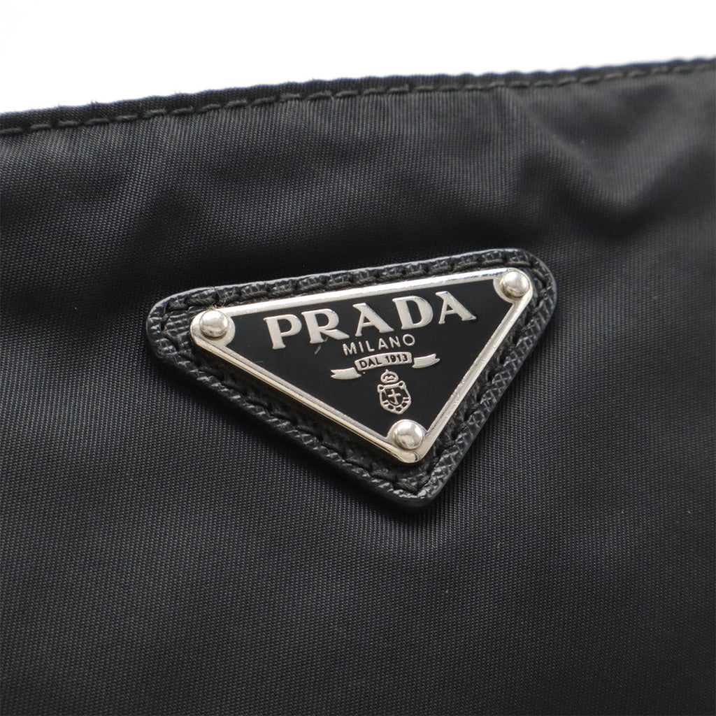 Prada Triangle Logo Nylon Leather Shoulder Bag