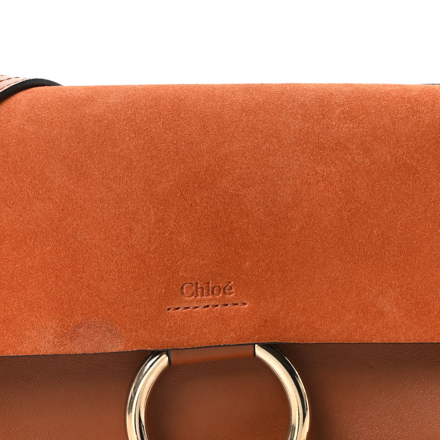 Suede Calfskin Small Faye Shoulder Bag Tobacco
