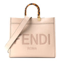 Vitello King Plexiglass Logo Embossed Medium Fendi Sunshine Shopper Tote Light Rose