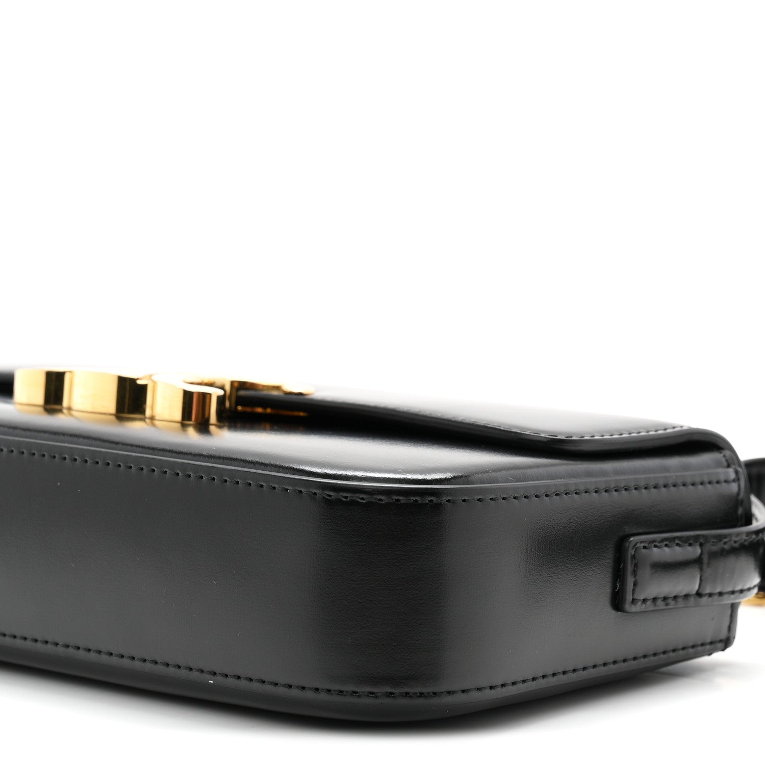 Shiny Calfskin Triomphe Shoulder Bag Black