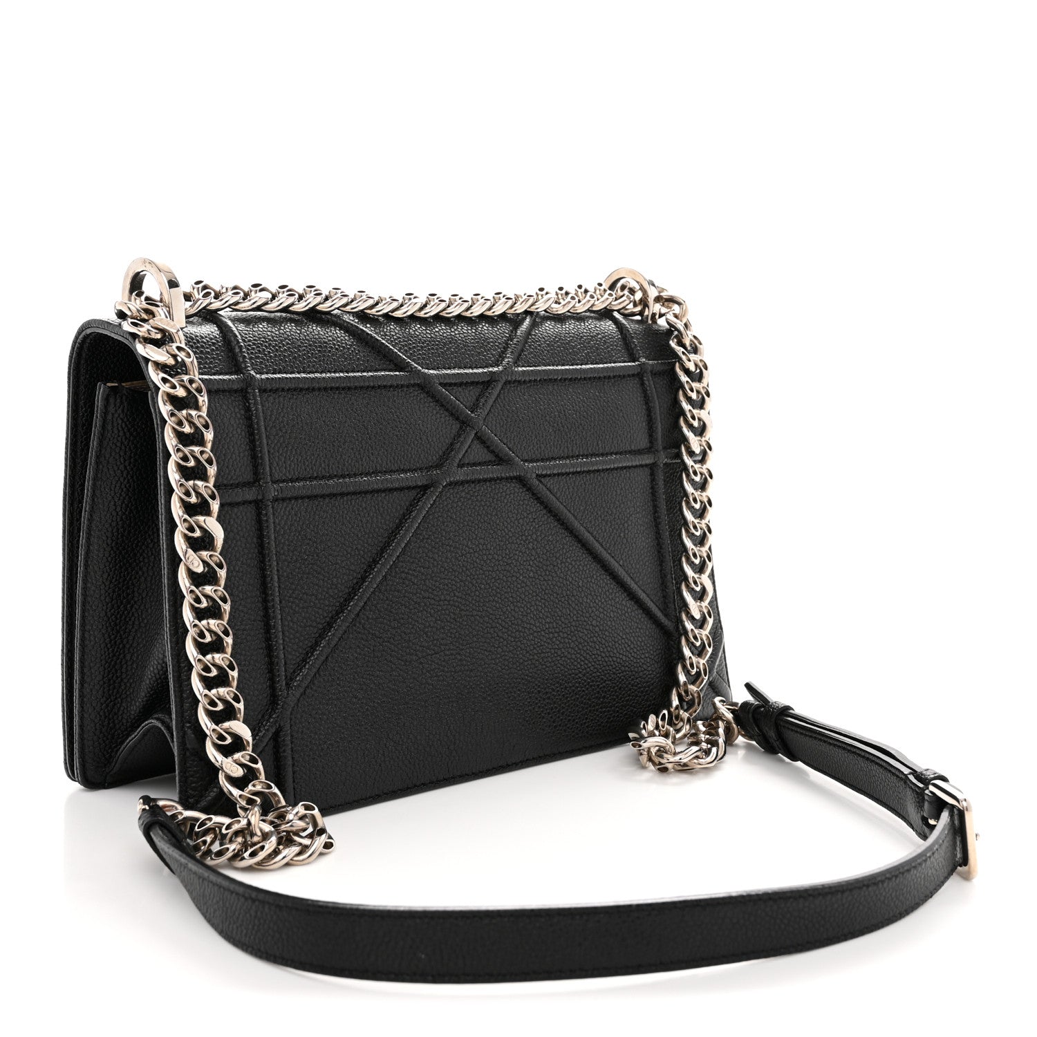 Grained Calfskin Medium Diorama Flap Bag Black