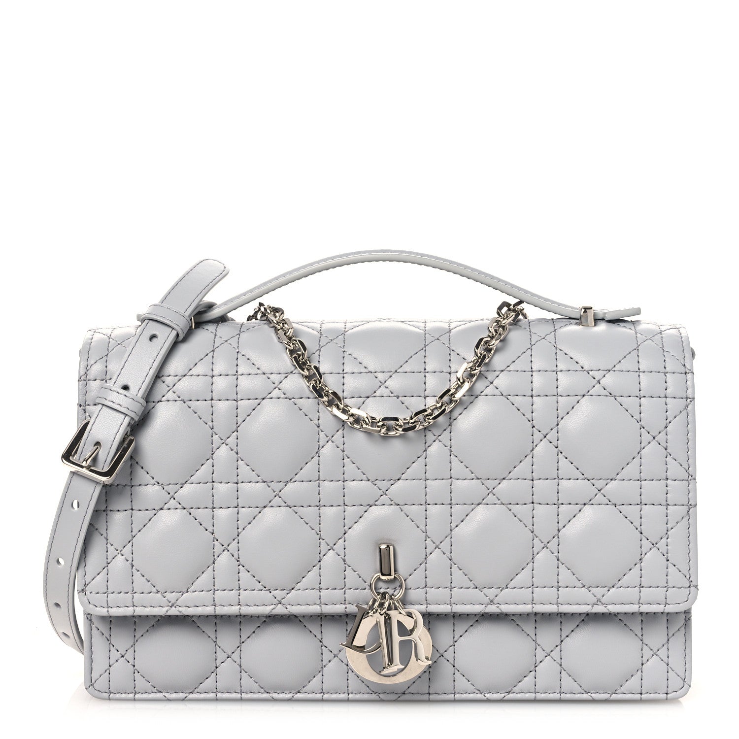Lambskin Cannage My Dior Top Handle Bag Cloud Blue