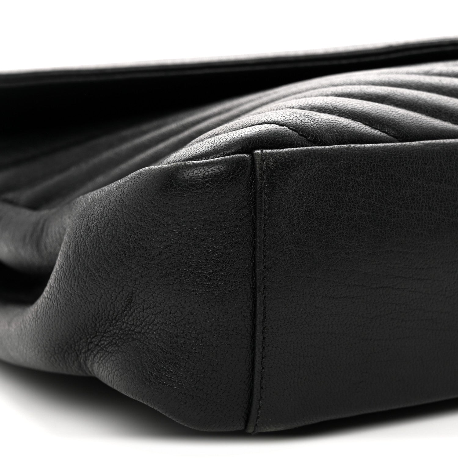 Sheepskin Matelasse Chevron Monogram Large College Satchel Black