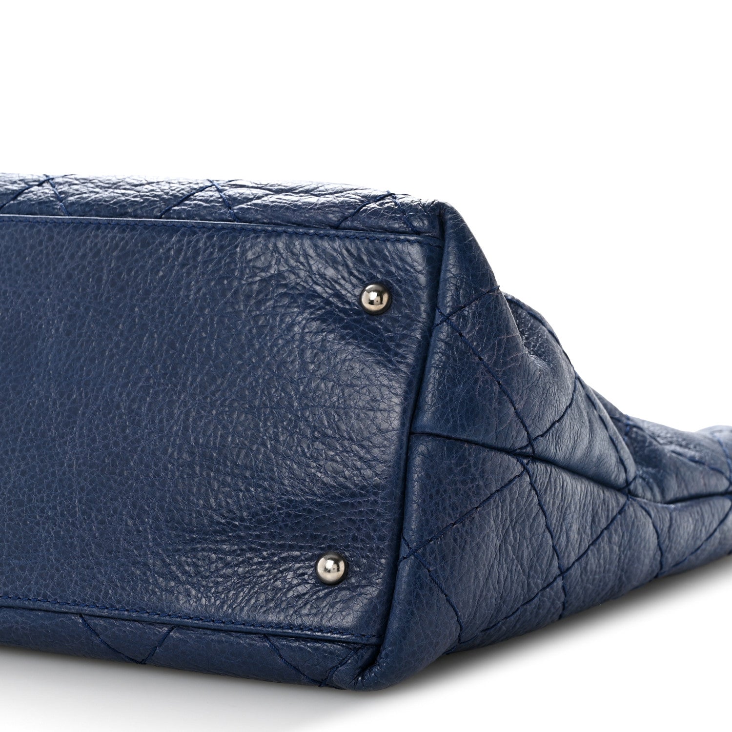 Glazed Calfskin Large On The Road Tote Dark Blue