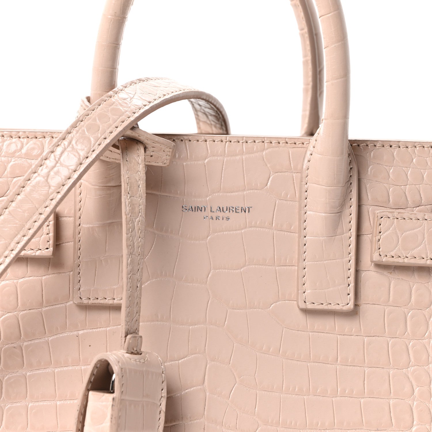 Calfskin Crocodile Embossed Nano Sac De Jour Marble Pink